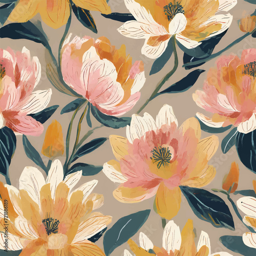 Beautiful and charming abstract allover floral design for textile factory