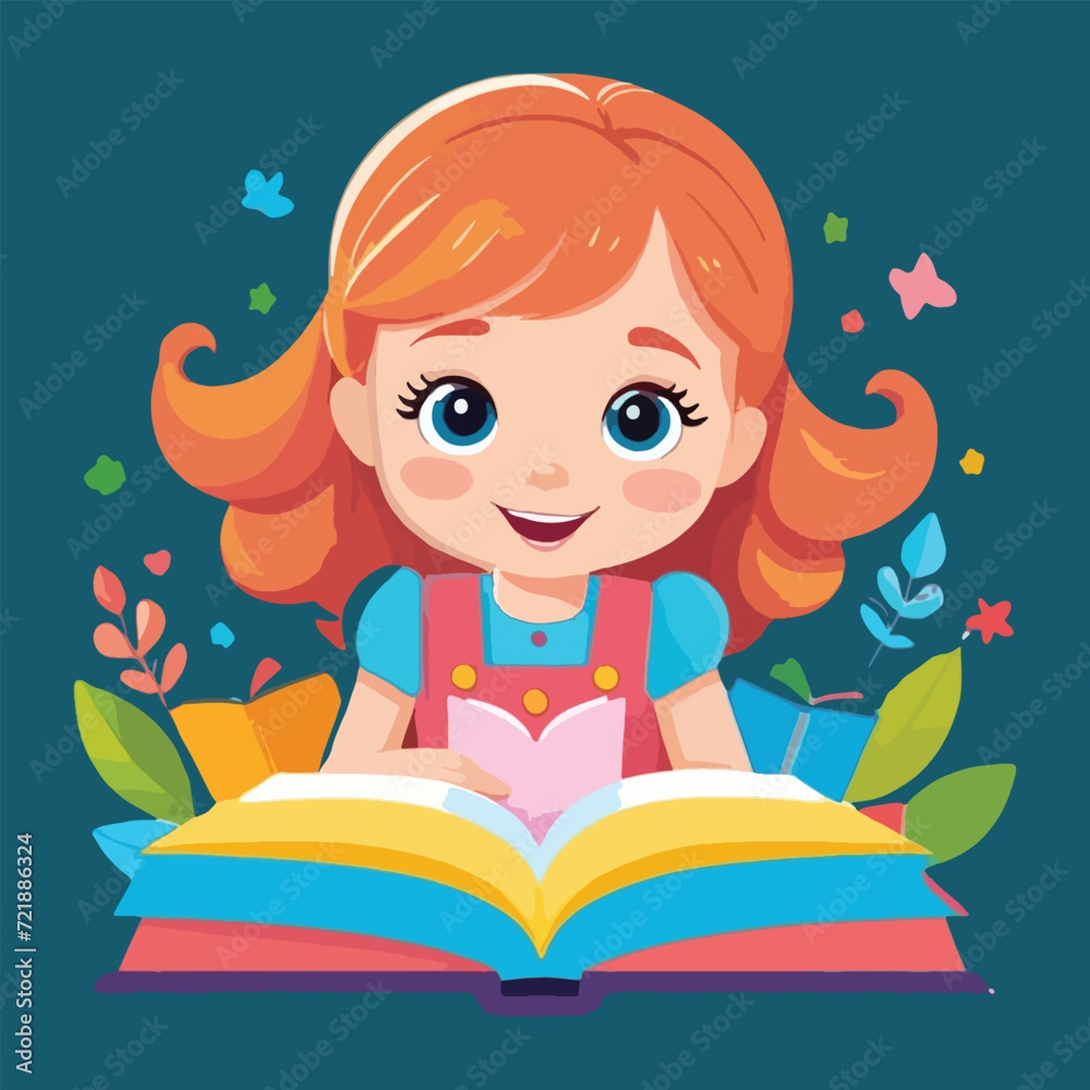 vector of happy kids enjoy reading a book, happy book day international. vector of happy kids enjoy reading a book, happy book day international.
