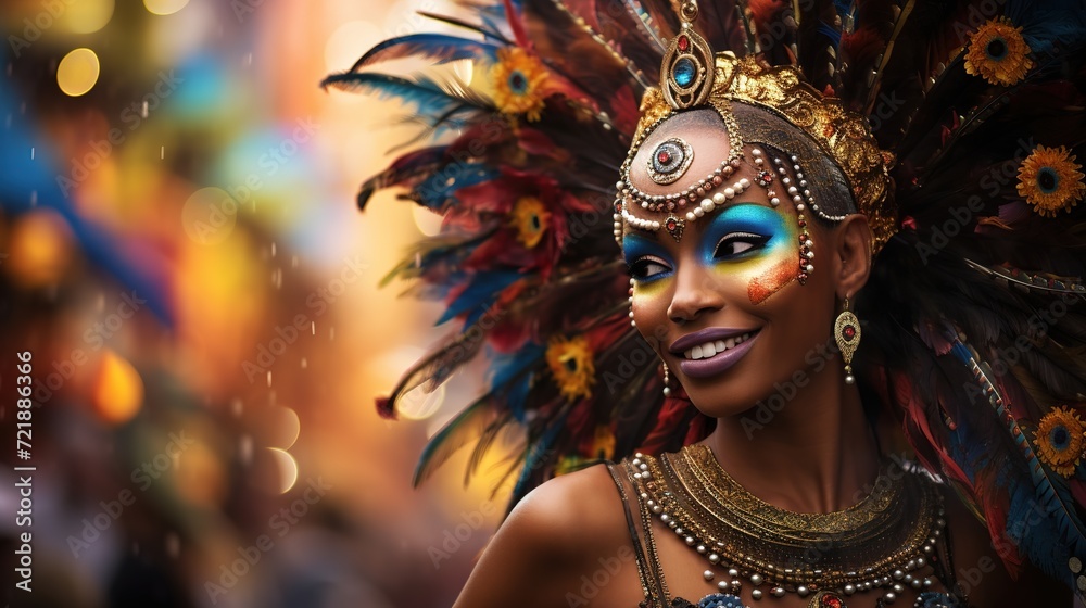 Brazilian Carnival, Mardi gras isolated on background, Generative ai. Brazilian Carnival, Mardi gras isolated on background, Generative ai.