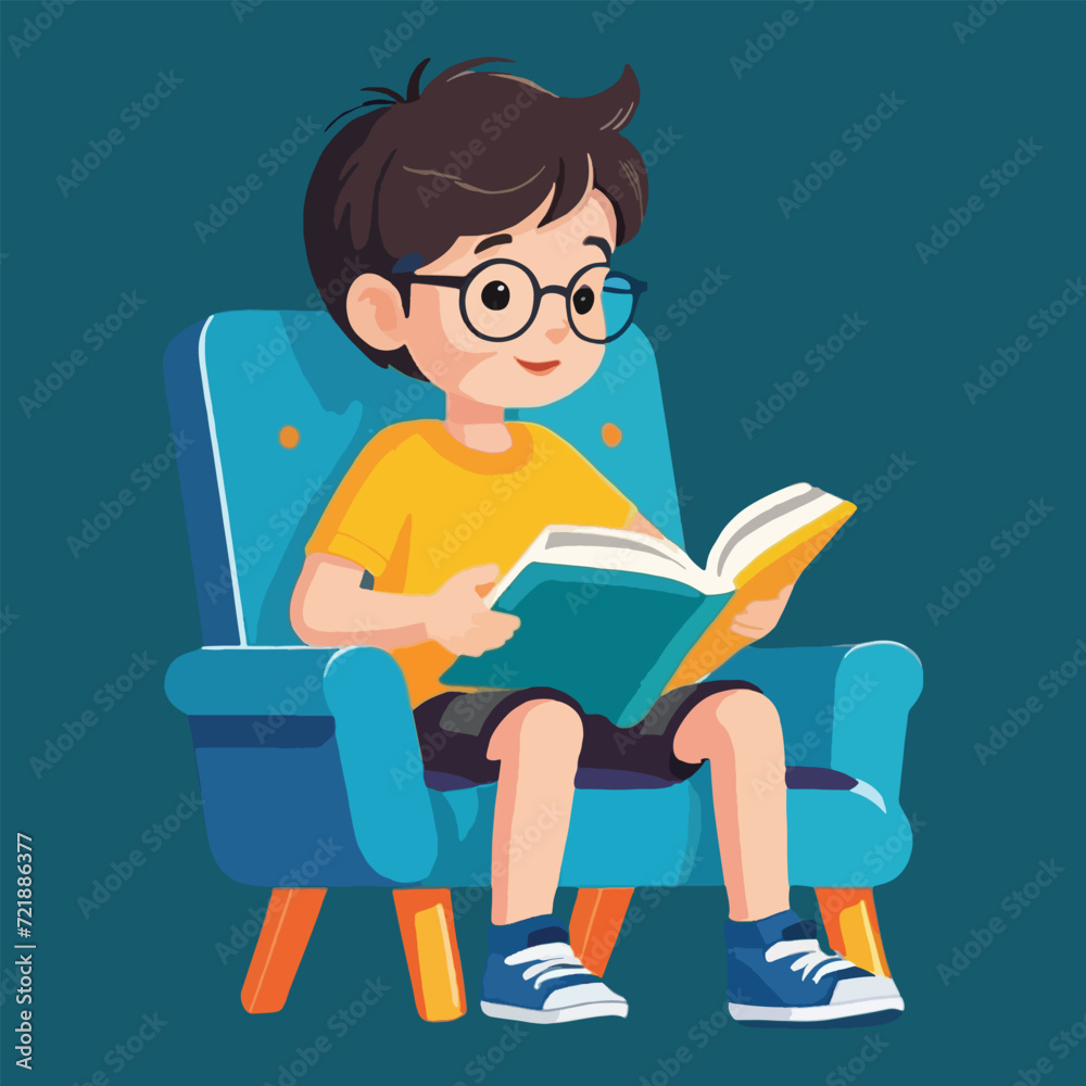 vector of happy kids enjoy reading a book, happy book day international. vector of happy kids enjoy reading a book, happy book day international.