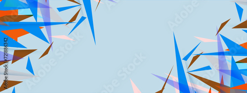 Light blue lowpoly triagonal on pastel color background. Vector illustration.