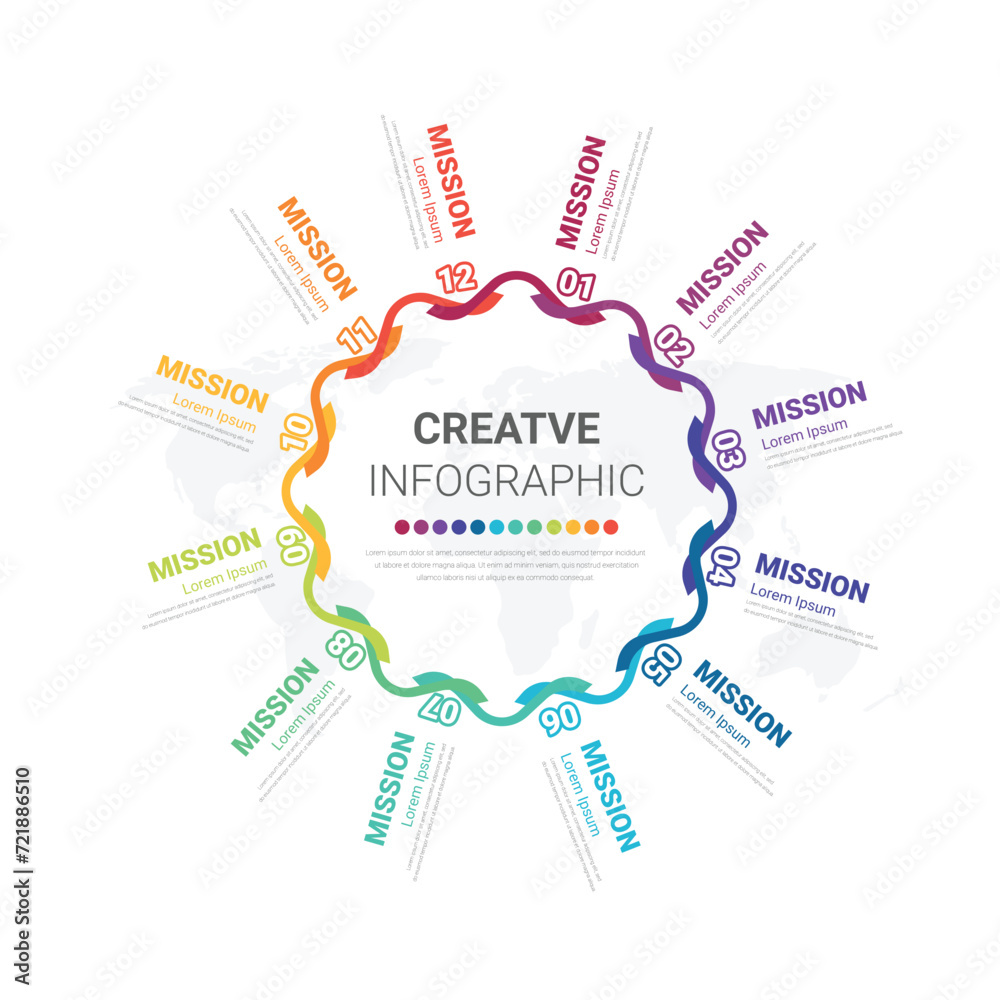 Infographic circle design for 12 options, steps or processes. can be used for Business concept, presentations banner, workflow layout, process diagram, flow chart. Infographic circle design for 12 options, steps or processes. can be used for Business concept, presentations banner, workflow layout, process diagram, flow chart.