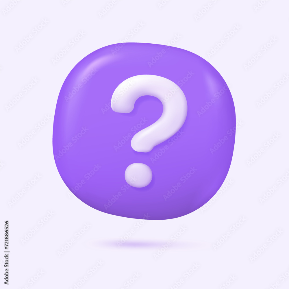 3D question mark on speech box. Doubt. Question that needs an answer. 3D Vector Illustration. 3D question mark on speech box. Doubt. Question that needs an answer. 3D Vector Illustration.