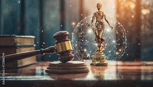 AI ethics and legal concepts artificial intelligence law and online technology of legal regulations Controlling artificial intelligence technology is a high risk. photo