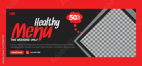 Food restaurant promotional social media post poster Facebook cover page, header, timeline web banner template design