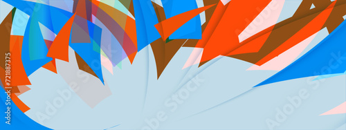 Light blue lowpoly triagonal on pastel color background. Vector illustration.