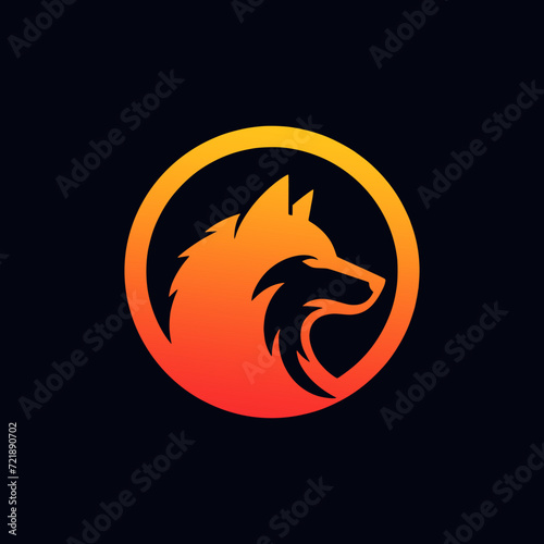 flat vector wolf logo, simple, elegant