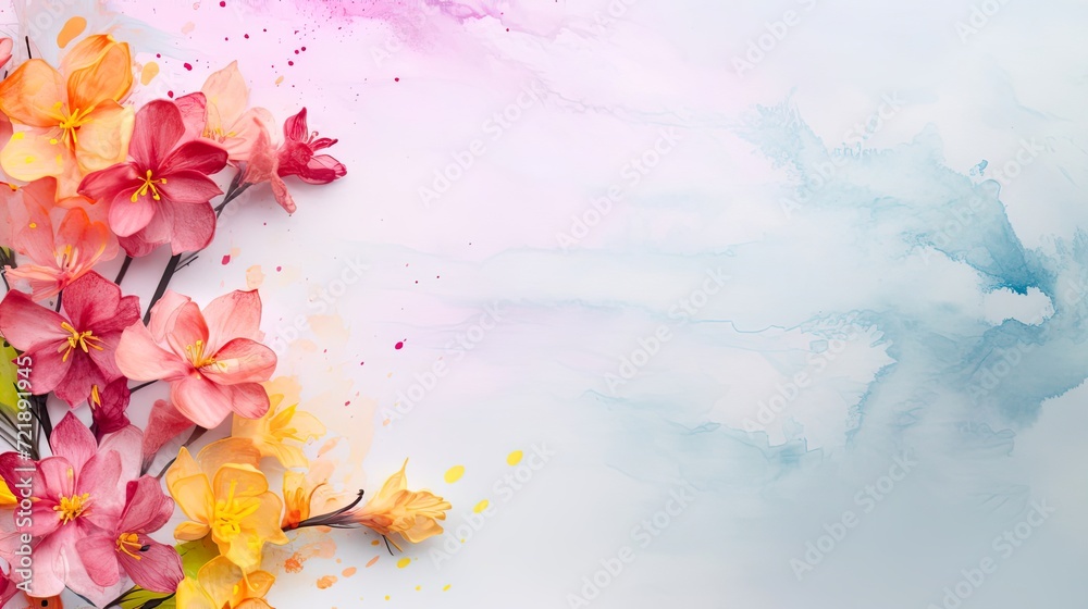 Watercolor flowers background. watercolor painting