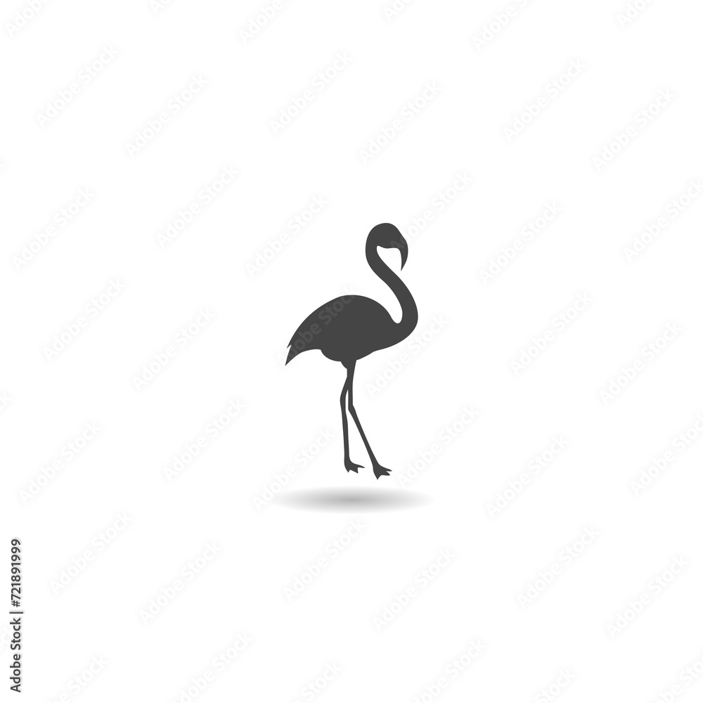 Fototapeta premium Flamingos icon logo with shadow