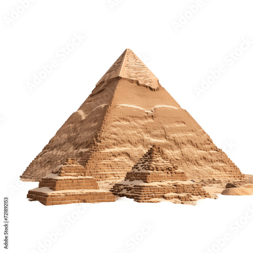 Pyramids of giza isolated on transparent and white background. Ideal for use in advertising. Generative AI