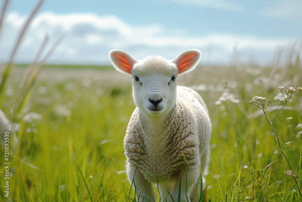 Healthy Curious lamb in a Feild Healthy Curious lamb in a Feild