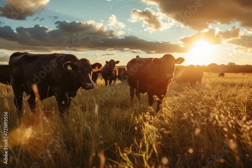 Healthy Wagyu Cattle Grazing in a Feild