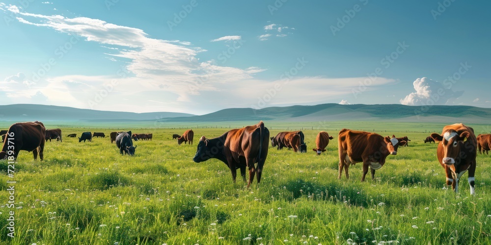 Healthy Wagyu Cattle Grazing in a Feild Healthy Wagyu Cattle Grazing in a Feild