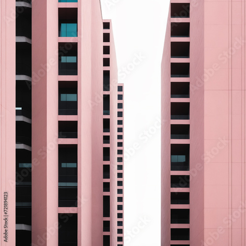 Pink modern buildings