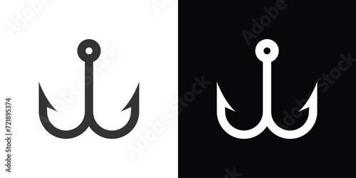 fishing hook vector on black and white  photo