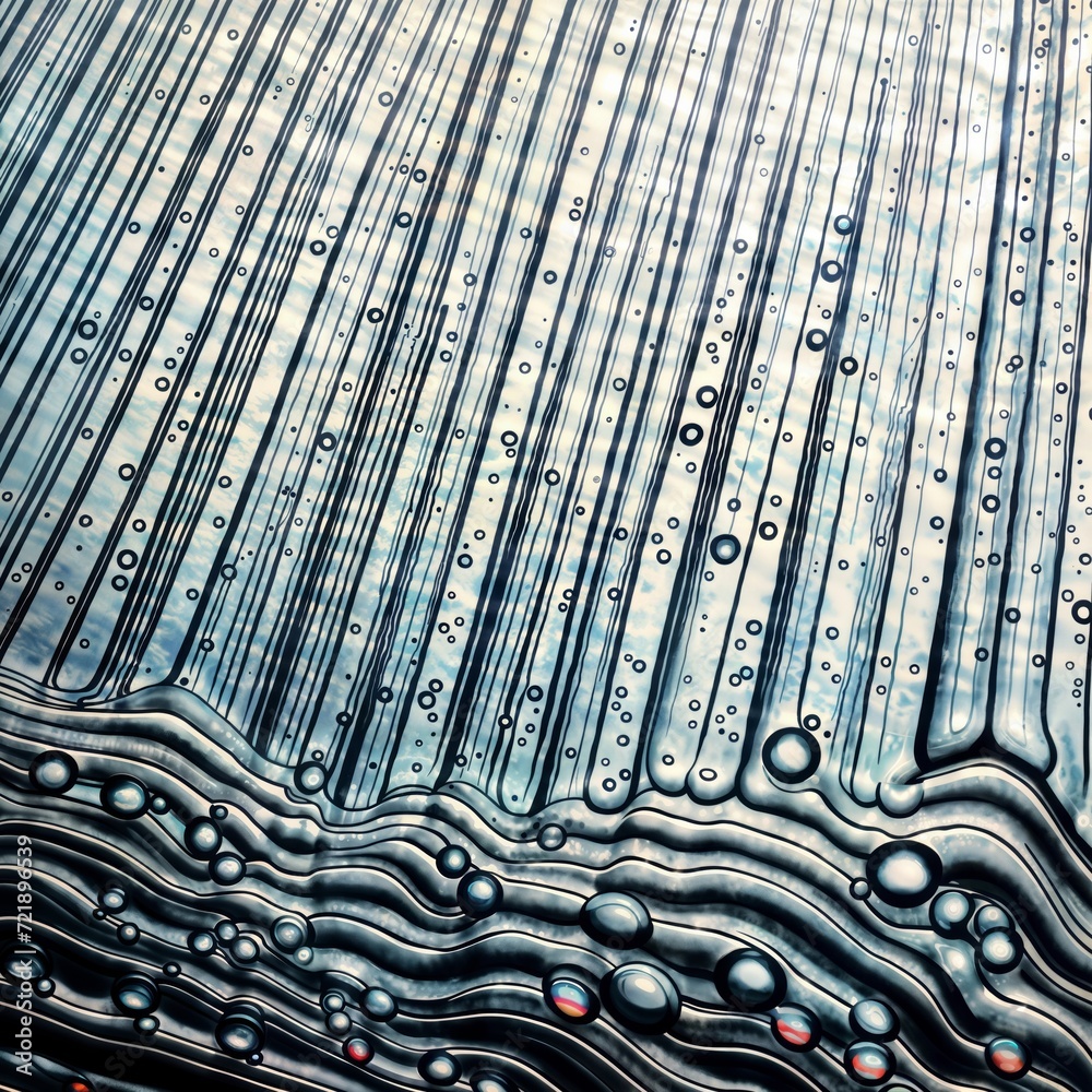 Obraz premium Waves of water droplets form a mesmerizing pattern with a subtle blue tint.