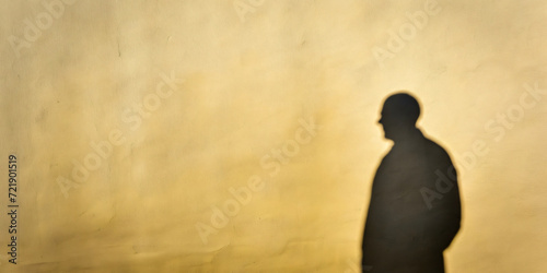 A shadow of side view of man on clear background