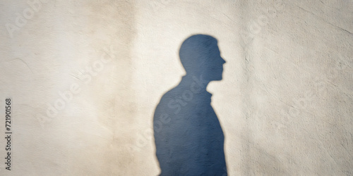 A shadow of side view of man on clear background