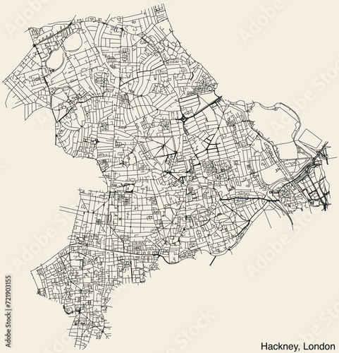 Street roads map of the BOROUGH OF HACKNEY, LONDON
