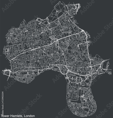 Street roads map of the BOROUGH OF TOWER HAMLETS, LONDON