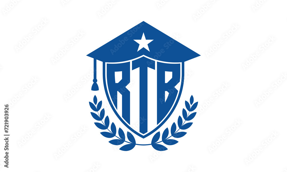 RTB three letter iconic academic logo design vector template. monogram, abstract, school, college, university, graduation cap symbol logo, shield, model, institute, educational, coaching canter, tech RTB three letter iconic academic logo design vector template. monogram, abstract, school, college, university, graduation cap symbol logo, shield, model, institute, educational, coaching canter, tech