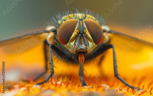 Macro close up of house fly