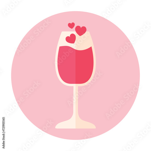 Valentines Day Heart Drink Icon Clipart Flat Vector Illutration