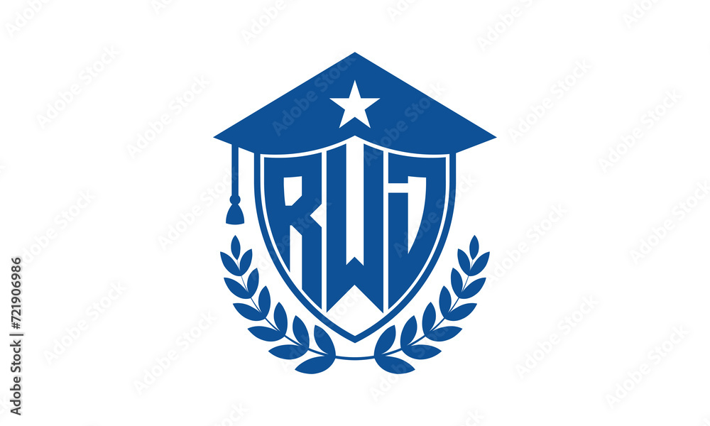 RWD three letter iconic academic logo design vector template. monogram, abstract, school, college, university, graduation cap symbol logo, shield, model, institute, educational, coaching canter, tech RWD three letter iconic academic logo design vector template. monogram, abstract, school, college, university, graduation cap symbol logo, shield, model, institute, educational, coaching canter, tech