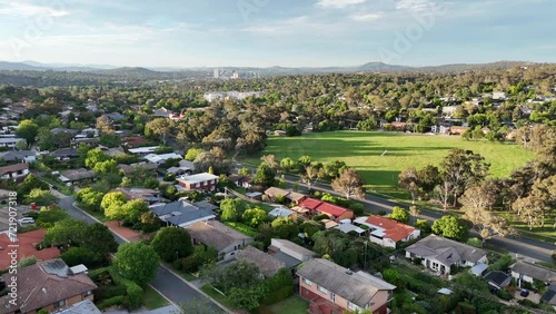 Canberra suburb ariel view early evening photo