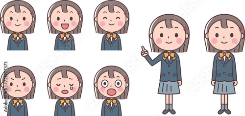 制服の女の子の表情集