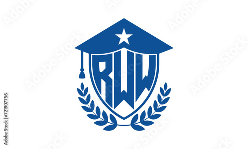 RWW three letter iconic academic logo design vector template. monogram, abstract, school, college, university, graduation cap symbol logo, shield, model, institute, educational, coaching canter, tech photo