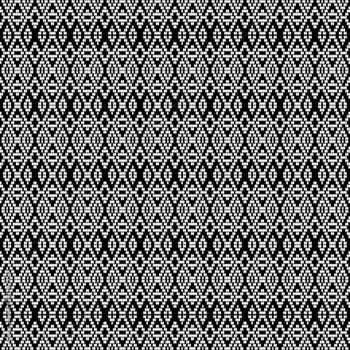 Ethnic embroidery seamless pattern. Black and white background.