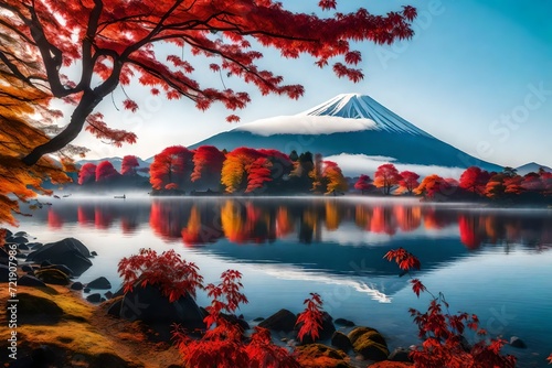 mountain in autumn season,mountain and blossam