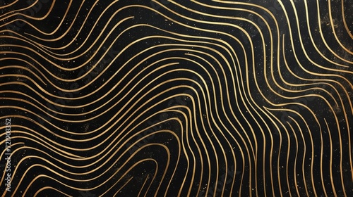 Black background with luxurious gold lines. Two shiny golden lines on a fixed black background. Create a visual impact that is complex and refined.