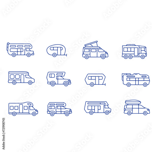 camping cars vector icons set , caravan vector icon