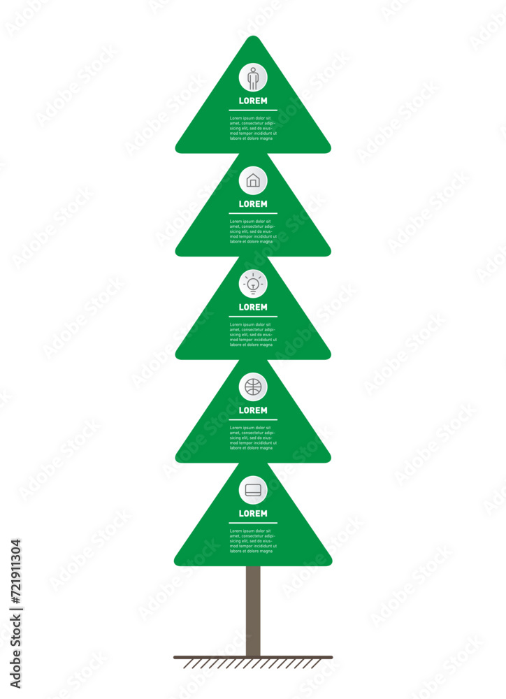 Tree or Timeline of trends. Business concept with 5 steps. Infographics with five options research in Green technology. Development and growth of the eco business. Stylized plant. Tree or Timeline of trends. Business concept with 5 steps. Infographics with five options research in Green technology. Development and growth of the eco business. Stylized plant.