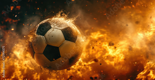 a soccer ball is moving towards the camera around a fire Fire soccer ball.