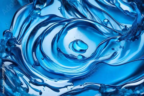 An artistic presentation capturing the essence of a blue liquid gel cosmetic smudge. 