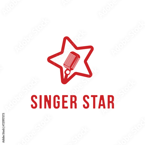 Singer star logo design concept with microphone icon vector 