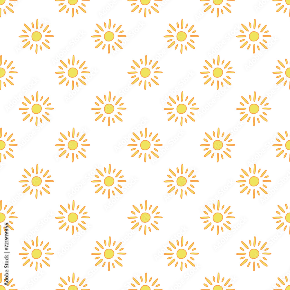 Seamless pattern with sun doodle for decorative print, wrapping paper, greeting cards, wallpaper and fabric Seamless pattern with sun doodle for decorative print, wrapping paper, greeting cards, wallpaper and fabric