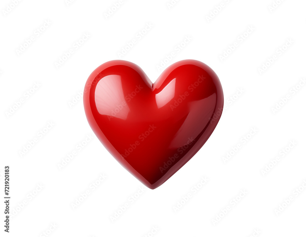 Red shiny heart. PNG file isolated with transparency. Generative Ai