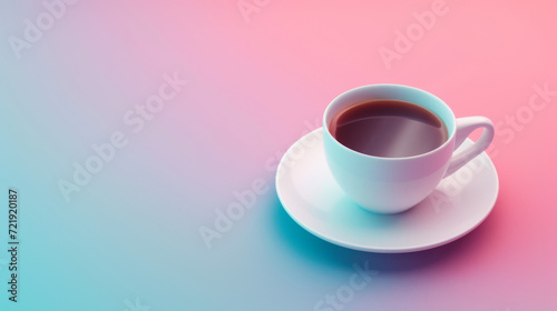 A freshly brewed espresso in a minimalist white cup on a vibrant background.