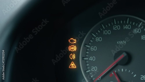 Check engine light flashing on car dashboard after starting the engine and checking all systems. Engine failure Misfires, maintenance required