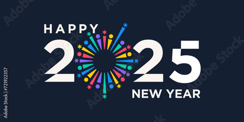 Wallpaper Mural 2025 Happy New Year design vector. colorful fireworks and trendy new year 2025 design template. Torontodigital.ca