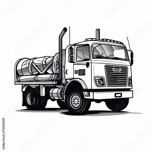 Pump truck in cartoon, doodle style. Image for t shirt. Isolated 2d vector illustration in logo, icon, sketch style, Eps 10. AI Generative