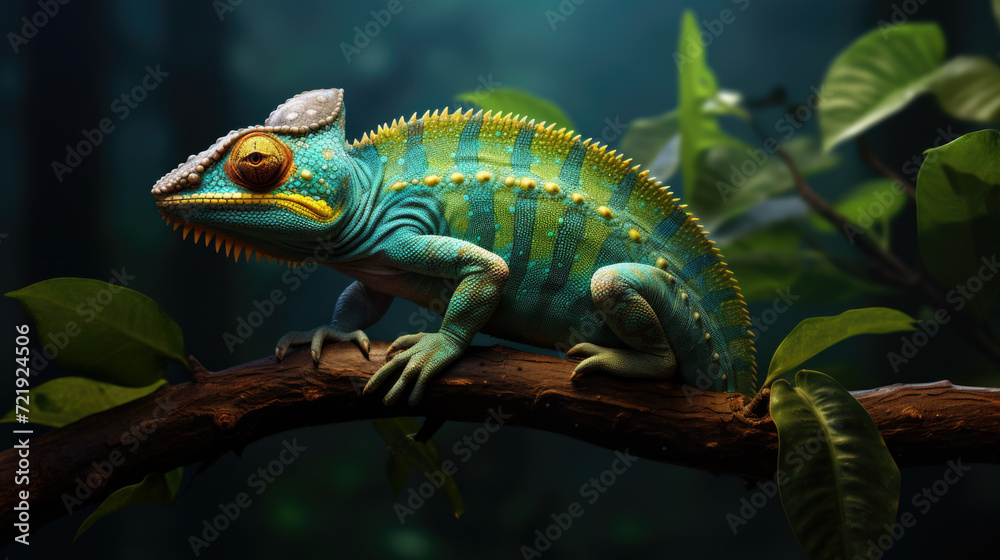 Fototapeta premium Beautiful of chameleon panther, chameleon panther on branch, chameleon panther closeup