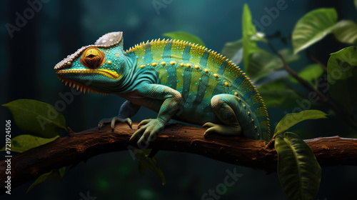 Beautiful of chameleon panther, chameleon panther on branch, chameleon panther closeup © Ruslan Gilmanshin