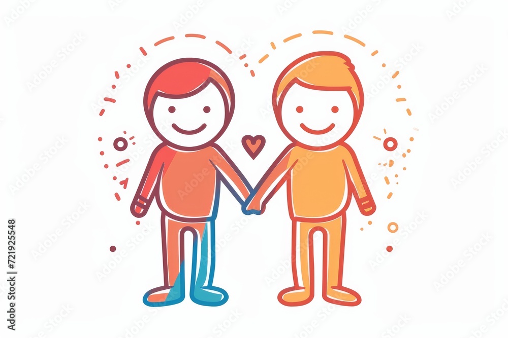 An endearing sketch of two playful cartoon characters, their small hands entwined in a display of childlike innocence and artistic charm An endearing sketch of two playful cartoon characters, their small hands entwined in a display of childlike innocence and artistic charm