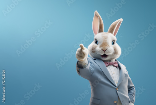Wallpaper Mural Happy rabbit dressed in a business suit pointing forward  Torontodigital.ca
