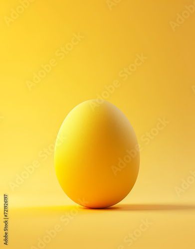 Pastel gradient Easter egg on a minimalist yellow golden background.